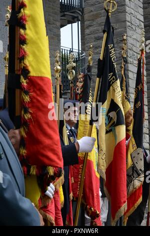 Belgian World War II veterans, participate in the Battle of the Bulge memorial ceremony in Memorial du Mardasson, Bastogne, Belgium, June 02, 2017. Stock Photo