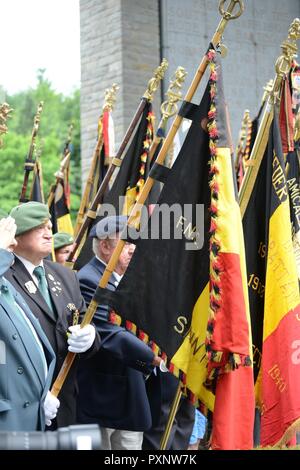 Belgian World War II veterans, participate in the Battle of the Bulge memorial ceremony in Memorial du Mardasson, Bastogne, Belgium, June 02, 2017. Stock Photo