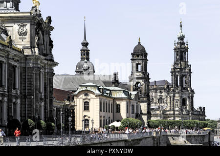 Deutschland, Sachsen, Dresden, Altstadt, Katholische Hofkirche, Staendehaus, Bruehlsche Terrasse Stock Photo