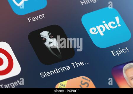 London, United Kingdom - October 23, 2018: Screenshot of the Slendrina: The  School mobile app from Dennis Vukanovic icon on an iPhone Stock Photo -  Alamy
