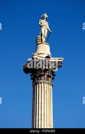 Nelsons Column, Trafalgar Square, London, England, United Kingdom Stock Photo
