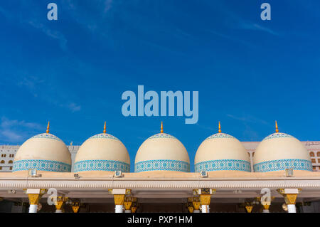5 domes located at the top floor of Nabawi mosque in Medina, Kingdom of Saudi Arabia. Stock Photo