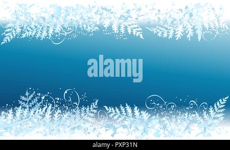 Cold winter background with frosted window Stock Vector