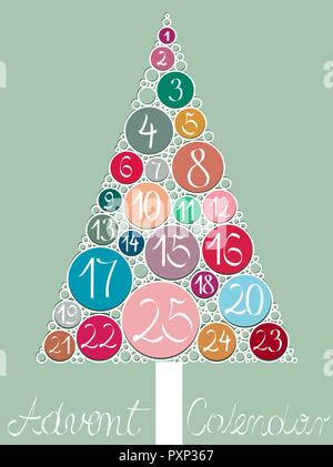 Christmas background with advent calendar Stock Vector