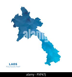 Map of Laos. Blue geometric polygon map. Stock Vector