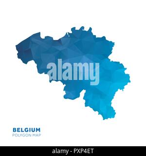 Map of Belgium. Blue geometric polygon map. Stock Vector