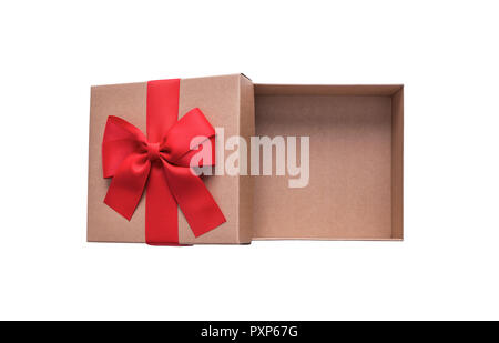 Cardboard gift box with a beautiful bow. Stock Photo