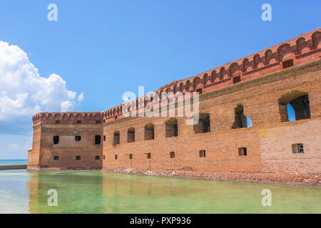 The walls of Historic Fort Jefferson in the Dry Tortugas National Park, Florida, United States. Dry Tortugas is one of the United States' most remote national parks. Stock Photo