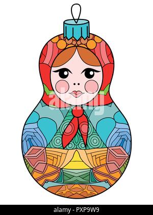 Christmas decorations zentangle styled with clean lines for t-shirt design, tattoo and other decorations Stock Vector