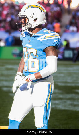 21st October 2018 LONDON, ENG - NFL: OCT 21 International Series - Titans at Chargers  -  Los Angeles Chargers Cornerback Casey Hayward (26)Credit Glamourstock Stock Photo