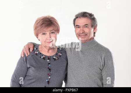 close up.portrait of a loving elderly couple.isolated on white background Stock Photo