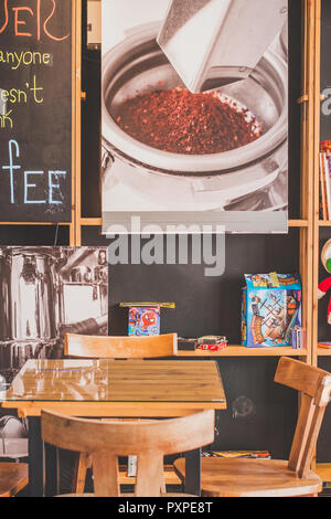 beautiful cosy cafe environment with tables and seating Stock Photo