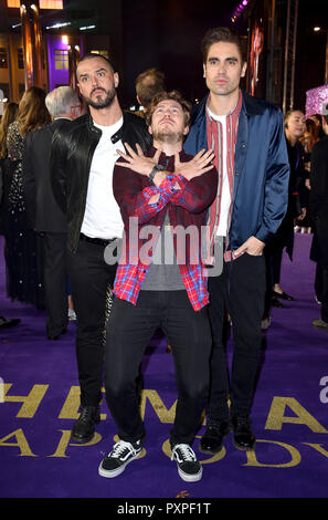 Matt Willis, James Bourne and Charlie Simpson from Busted attending the Bohemian Rhapsody World Premiere held at the the SSE Arena, Wembley, London. Stock Photo