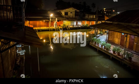 Empy floating market at night Stock Photo
