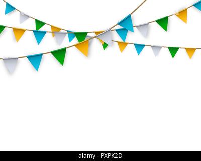 Vector realistic isolated party flags for decoration and covering on white background. Stock Vector