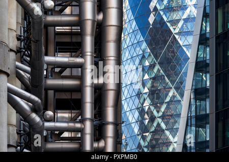 Lloyds of London and Gherkin buildings abstract. London, England Stock Photo