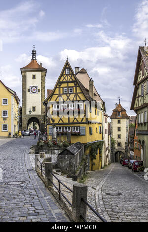 Siebers Tower, Plönlein and Kobolzell Gate, Rothenburg ob der Tauber, Romantic Road, Franconia, Bavaria, Germany, Europe Stock Photo