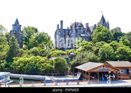 ALEXANDRIA, USA - August 24, 2012: Historic Boldt Castle in the 1000 Islands region of New York State on Heart Island in St. Lawrence River. In 1900,  Stock Photo