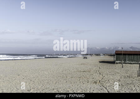 Empty sandy beach in autumn in Tirrenia, Pisa, Tuscany, Italy, Europe Province Stock Photo