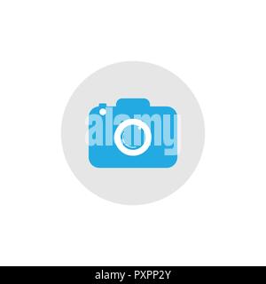 Camera icon. Flat design. Vector illustration. Grey on white Stock Vector