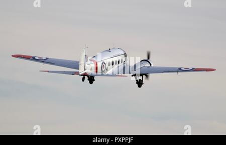 Avro Anson Nineteen taking off from Old Warden Aerodrome Stock Photo