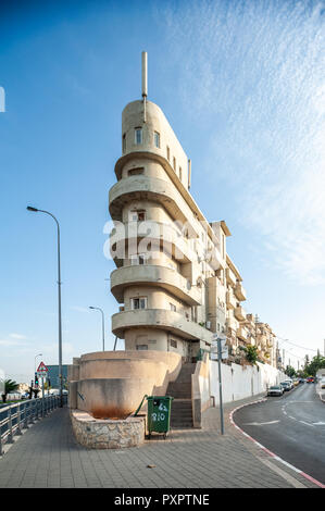Israel, Tel Aviv - 20 October 2018:  Bauhaus architecture in Tel Aviv Stock Photo