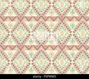 Vector Seamless Tribal Pattern. Stylish Art Ethnic Print Ornament with Triangles,. Stock Vector