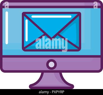 computer with folder icon over white background, vector illustration Stock Vector