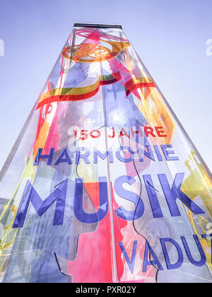 Colorful advertising column in Vaduz, Liechtenstein, Europe Stock Photo