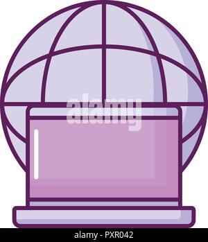 laptop computer and global sphere over white background, vector ...