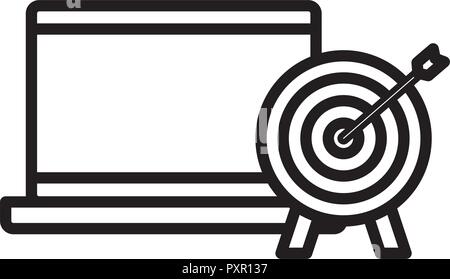 laptop computer and target over white background, vector illustration ...