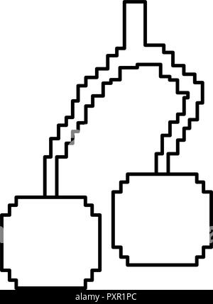 pixel video game cherries fruit vector illustration  Stock Vector
