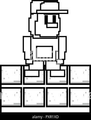 character on wall pixel video game vector illustration Stock Vector ...