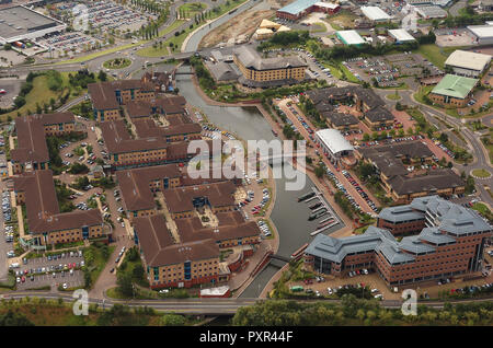 Aerial view of Merry Hill Waterfront, Brierley Hill near Dudley, West Midlands, England. Stock Photo