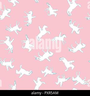 White equestrian silhouettes on the pink background Stock Vector