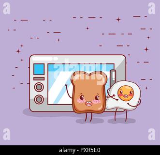 Microwave Kitchen Appliance Cute Kawaii Cartoon Stock Vector (Royalty Free)  756591058