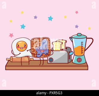 kitchen items cartoon kawaii cartoon Stock Vector