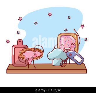 kitchen items cartoon kawaii cartoon Stock Vector