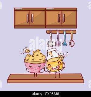 kitchen items cartoon kawaii cartoon Stock Vector