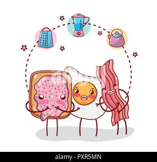 kitchen items cartoon kawaii cartoon Stock Vector