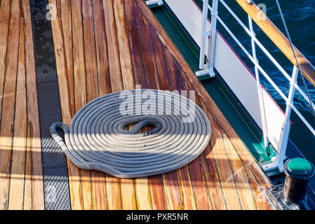 Steam boat Hohentwiel, rope Stock Photo