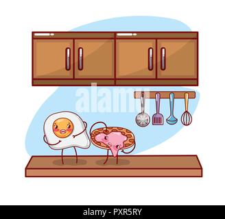kitchen items cartoon kawaii cartoon Stock Vector