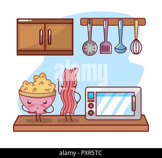 kitchen items cartoon kawaii cartoon Stock Vector