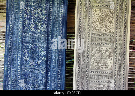 Blue Hmong Patterns Blue Hmong batik design of beeswax on hemp cloth Stock Photo - Alamy