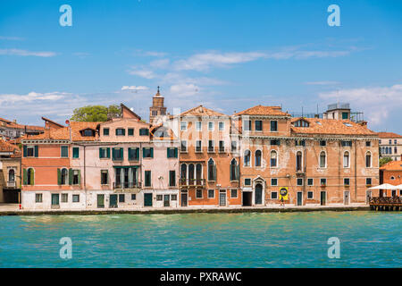 Italy, Venice, row of houses seen from the lagoon Stock Photo