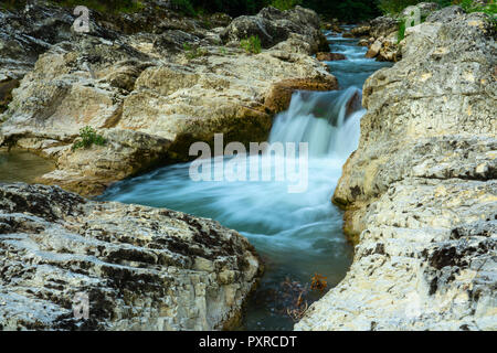 Italy, Marche, Fossombrone, Marmitte dei Giganti canyon, Metauro river Stock Photo