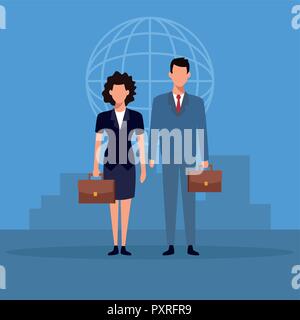 Business couple teamwork Stock Vector