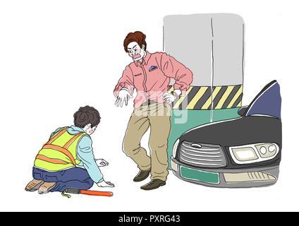 a major problem of modern society, cartoon of the power trip problems vector illustration. 002 Stock Vector