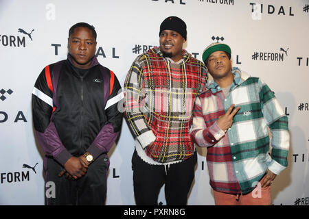 Brooklyn, NY, USA. 23rd Oct, 2018. The Lox at TIDAL X: Brooklyn 4th Annual Benefit Concert at the Barclays Center in Brooklyn, New York City on October 23, 2018. Credit: John Palmer/Media Punch/Alamy Live News Stock Photo