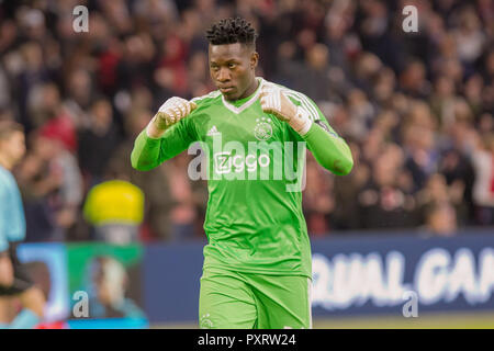 Ajax, Amsterdam. 23rd Oct 2018. 23-10-2018: Voetbal: Ajax v Benfica: Amsterdam Andre Onane of Ajax Champions League 2018-2019 Credit: Orange Pictures/Alamy Live News Stock Photo